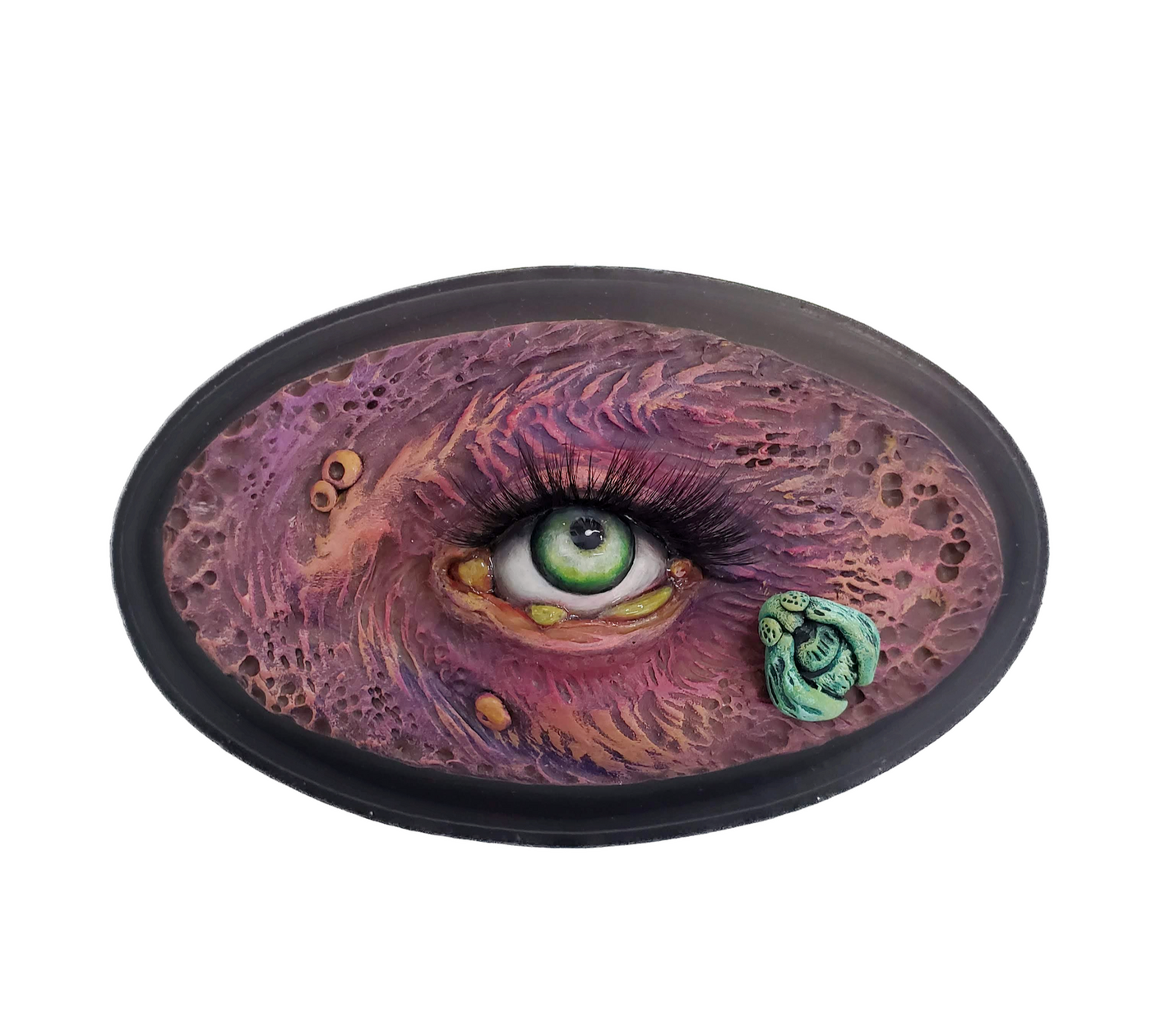 Eye Spy 1, 2023 Acrylic + polymer clay on wood 5 x 3 x 2 in SOLD