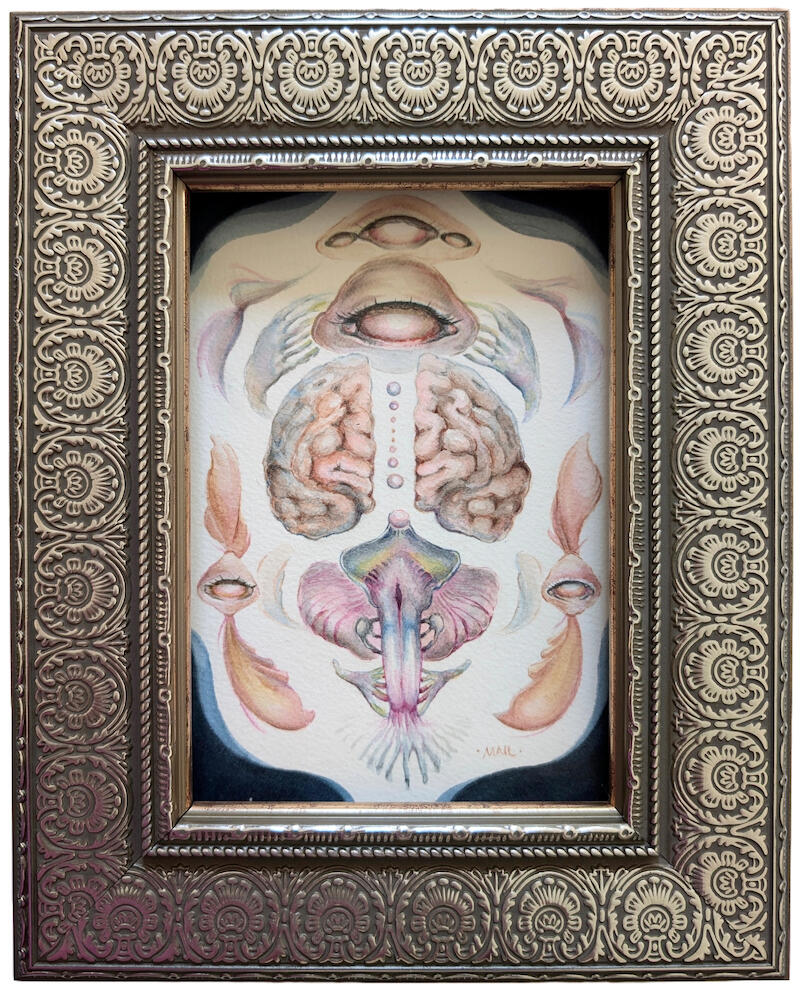 Better Half, 2024 Watercolor on paper, framed 10 x 8 in SOLD