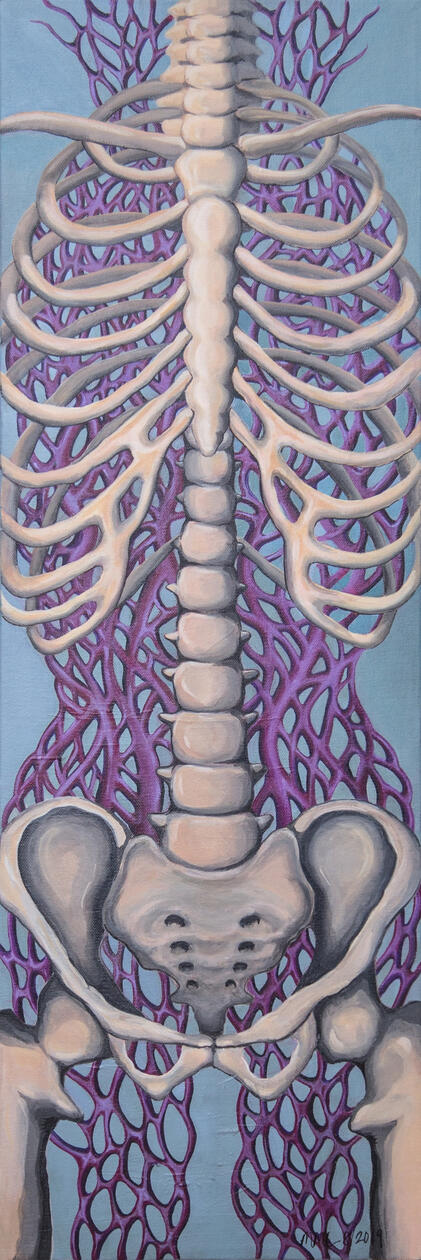 Organized Chaos, 2019 Acrylic on cradled canvas 30 x 10 in Available; inquire within