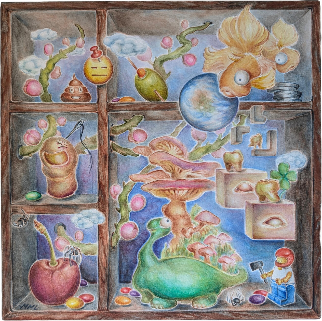 Kip&#39;s Playhouse, 2024 Watercolor on paper + wood panel 10 x 10 x 1 in Available; inquire within